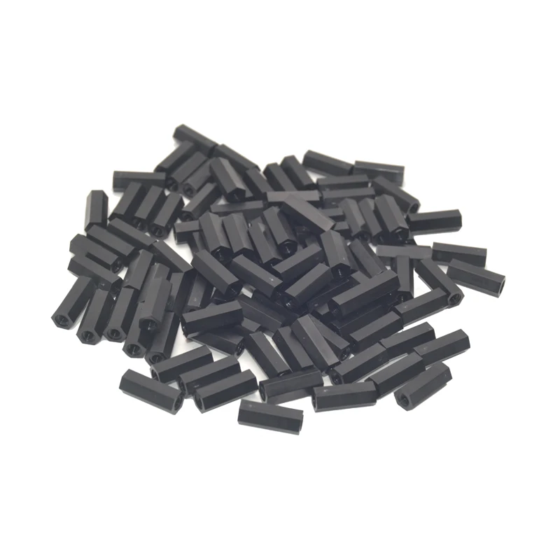 100 шт./компл. черный M3 нейлон шестигранной Распорки мужского и женского винтовая гайка противостояние комплект