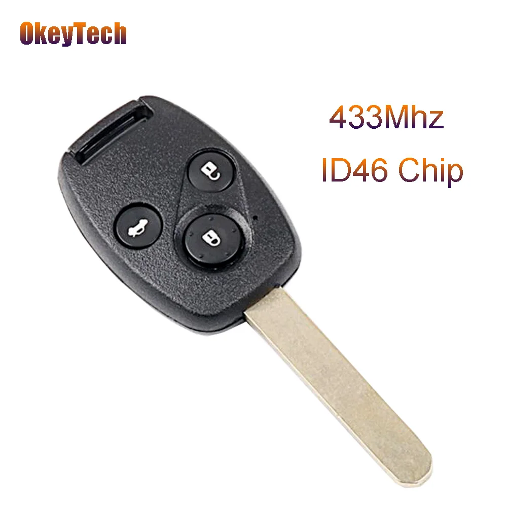 

Брелок для авто OkeyTech, 3 кнопки, 433 МГц, ID46, без ключа, для Honda CITY