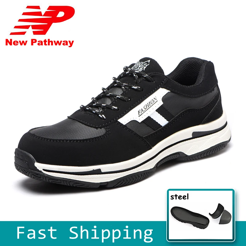 Мужская безопасная обувь из черной коровьей замши Рабочая с прокалывающейся