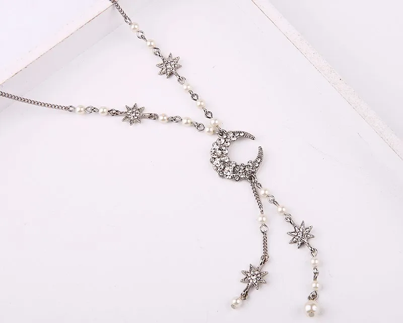 Панк Стиль 80 см длинное ожерелье таинственная черная луна и звезда серия платье