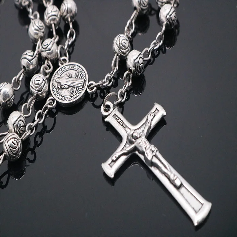 Catholic Rose Rosary Necklace 12PCS. Alloy rose beads cross necklace. 6mm | Украшения и аксессуары