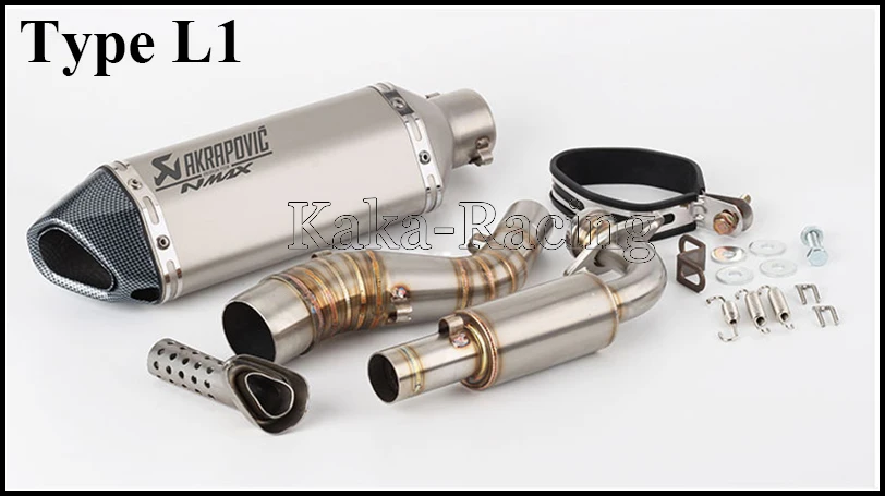 Type L1 Лазерный NMAX Akrapovic мотоцикл глушитель полная система скольжения Модифицированная Соединительная труба для Yamaha NMAX 125 NMAX 155 до - Цвет: Type L1