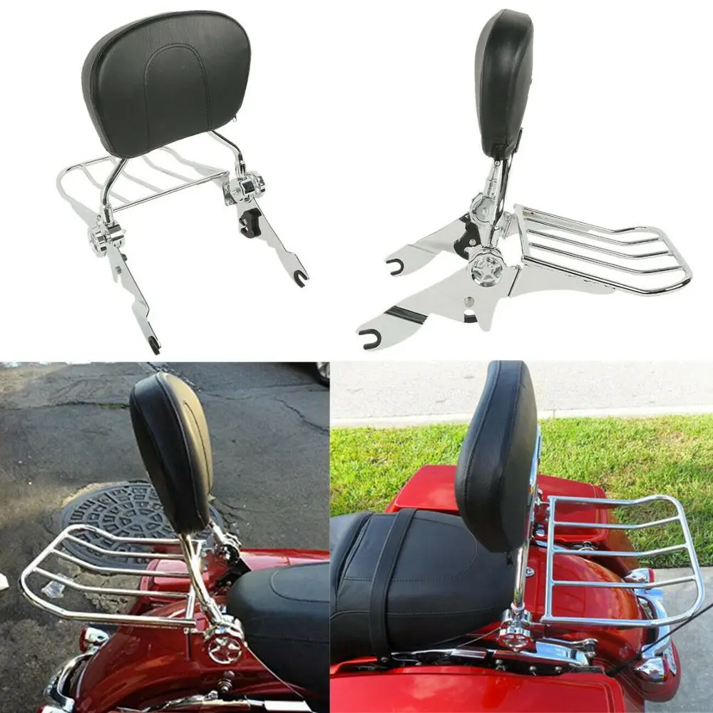 Черная/хромированная подкладка для мотоцикла багажная стойка Harley Touring Road King Electra