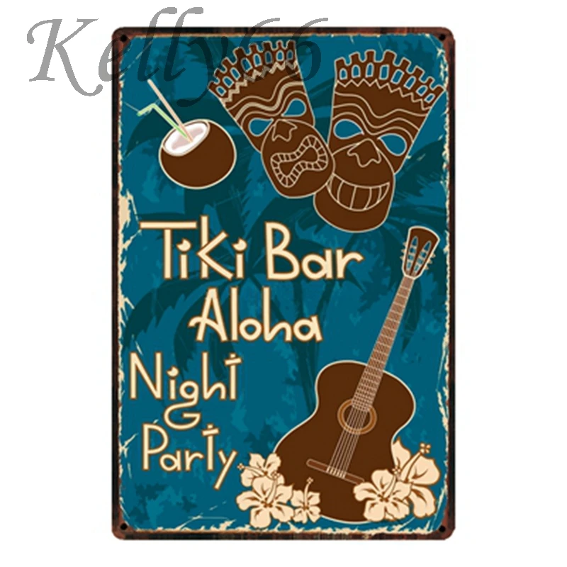 

[Kelly66] TIKI BAR ALOHA, металлическая табличка для новечерние, Прямая поставка y-1532