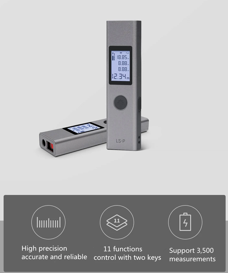 Xiaomi Mi лазерный дальномер 40 м LS-P дальномер USB флэш Зарядка Высокая точность измерения портативный дальномер
