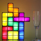 Лампа-головоломка Tetris, светодиодсветодиодный конструкционная настольная кровать, маленькая декоративная Штабелируемая Ночная светильник ка, новинка, магический куб, рождественский подарок