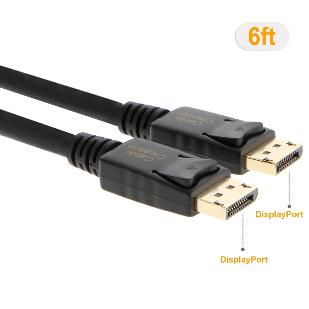 Кабель DisplayPort-DisplayPort 6 футов позолоченный кабель DP-DP с поддержкой разрешения 4K и HDR