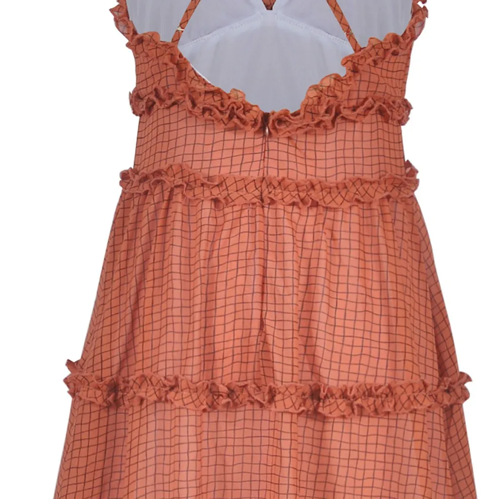 Женское платье с открытой спиной Boho Летнее мини глубоким v образным вырезом и