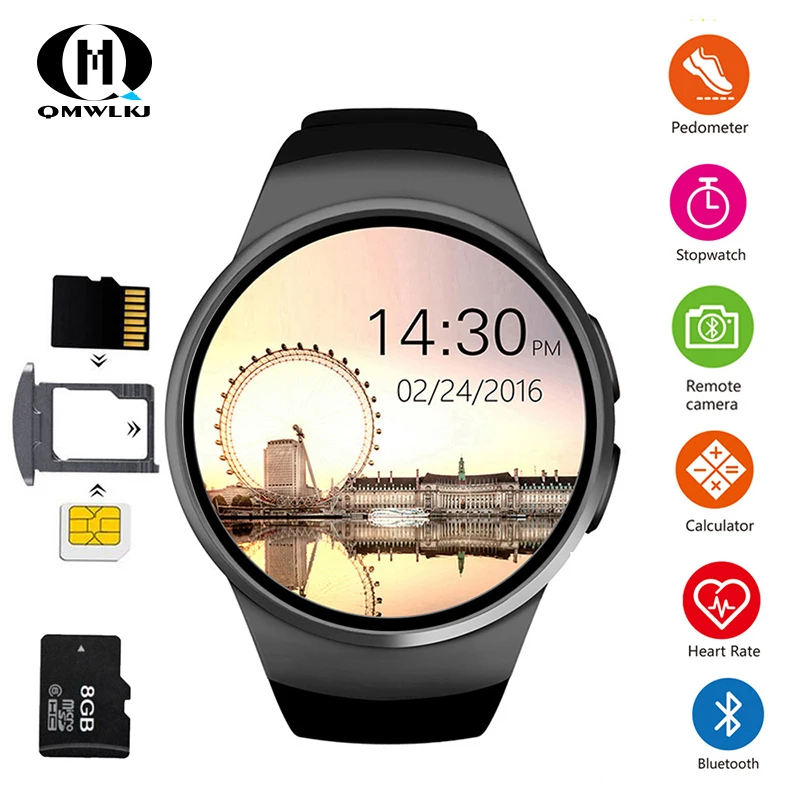 QM KW18 Bluetooth Smartwatch для Android IOS полный экран Поддержка sim-карты TF телефон сердечного