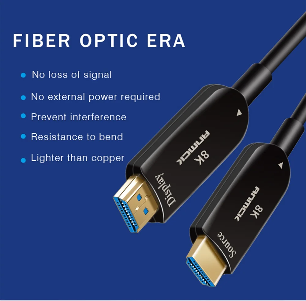 Оптоволоконный HDMI кабель Anmck 2 1 0 поддержка Ultra HD 8K 120 Гц 4K 60 48 Гбит/с с аудио и Ethernet