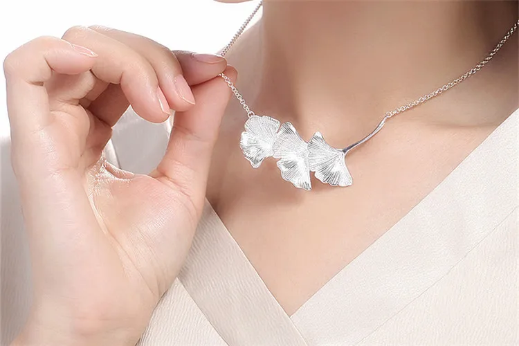 Винтажные серебряные ожерелья Ginkgo Biloba для женщин чокеры подвески богемные