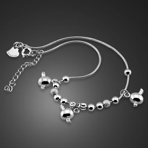 Леди 925 серебро цепи Прекрасный Ангел Кулон-проектированные круглые бисерные