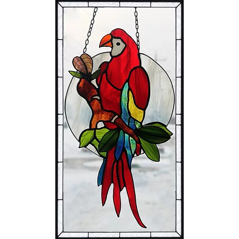 

Custom size Window film self adhesive or static cling decorative frosted privacy Sticker Poster Retro decoration Bird Parrot