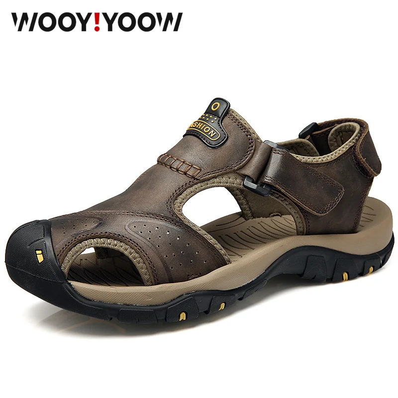 Мужские повседневные сандалии WOOY!YOOW пляжные туфли с носком модная прогулочная