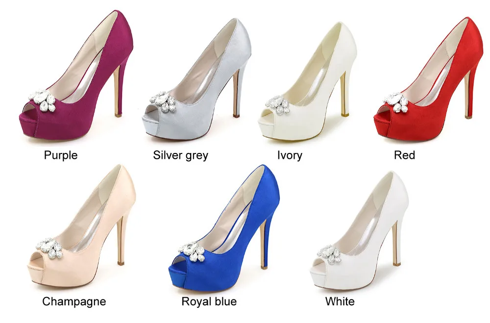 Женская атласная вечерняя обувь на платформе с открытым носком и