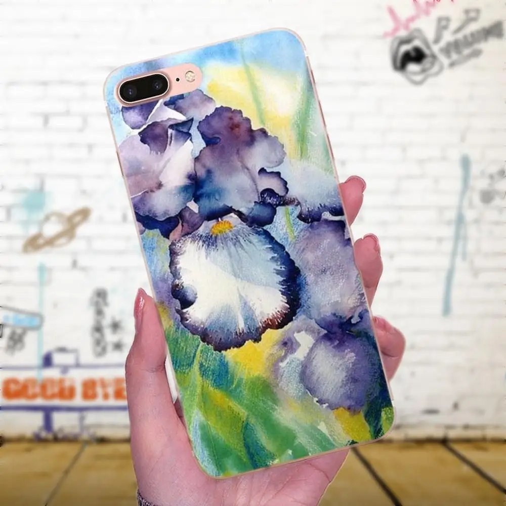 Акварельная живопись цветами фиолетовый цветок для Huawei Honor 4C 5A 5C 5X 6 6C 6A 6X 7 7X 8 9 V8 V10