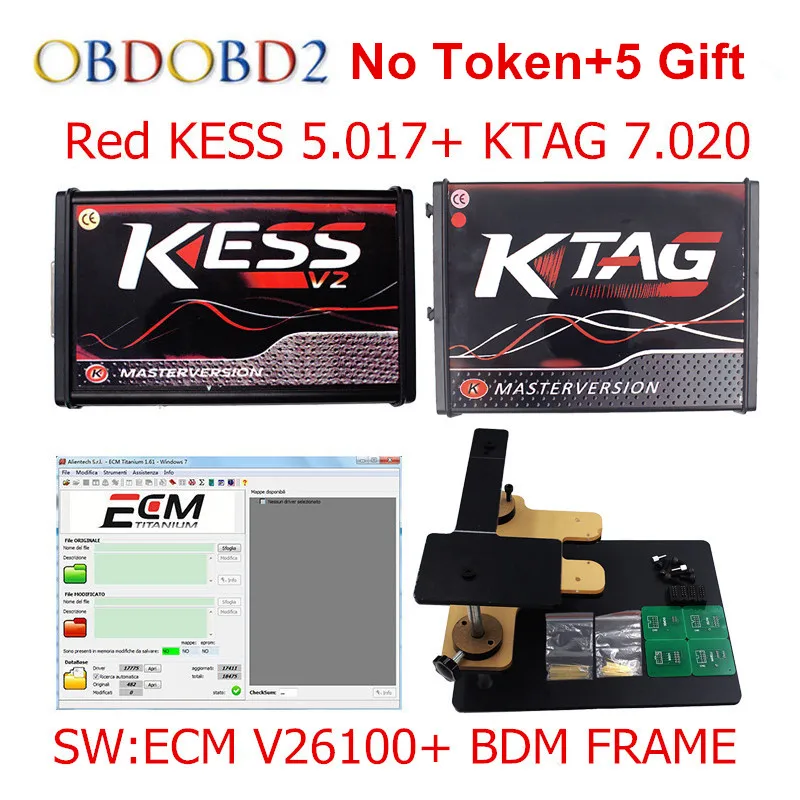 Зеленый Онлайн Красный KESS V5.017 V2.47+ 4 светодиодный KTAG V7.020 V2.23+ светодиодный BDM Рамка без жетонов KESS 5,017+ K-TAG K Tag 7,020 ECU программист - Цвет: Зеленый