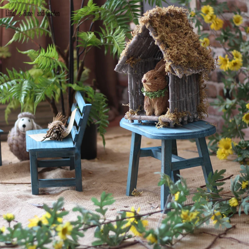Античный миниатюрный стул из массива дерева ручной работы примитивный