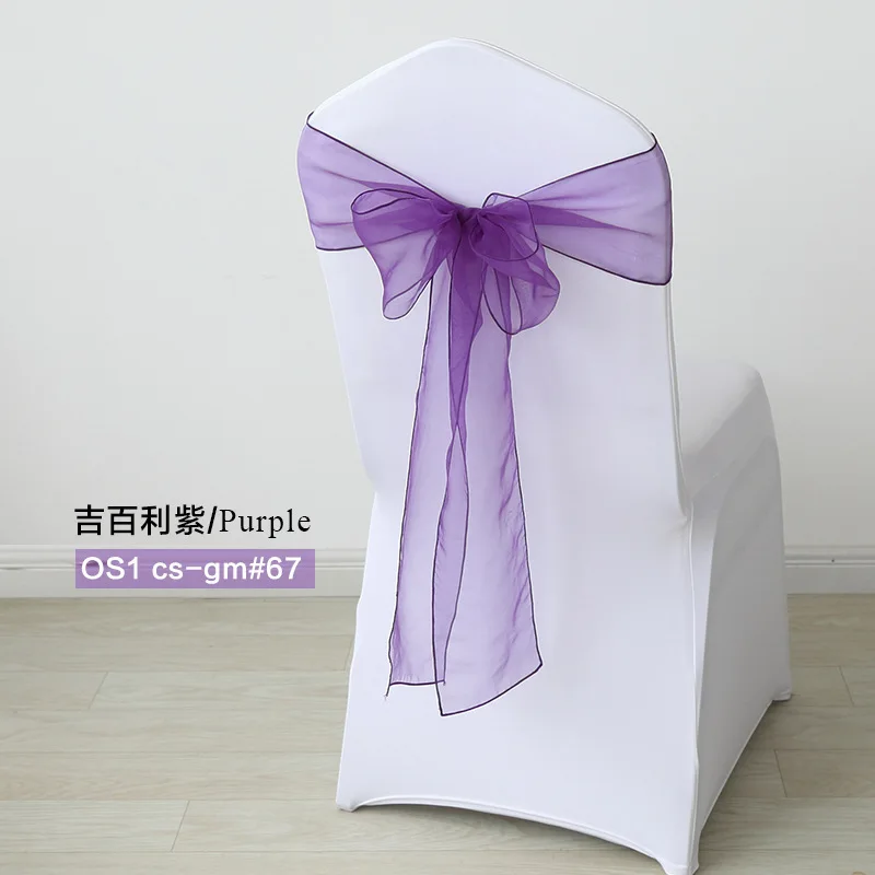 Purple 50 шт./компл. прозрачные украшения из органзы Свадебные узелки золотые накидки из лент стул Бант пояс Галстуки ленты для стульев Свадебные банкетные принадлежности - Цвет: Purple