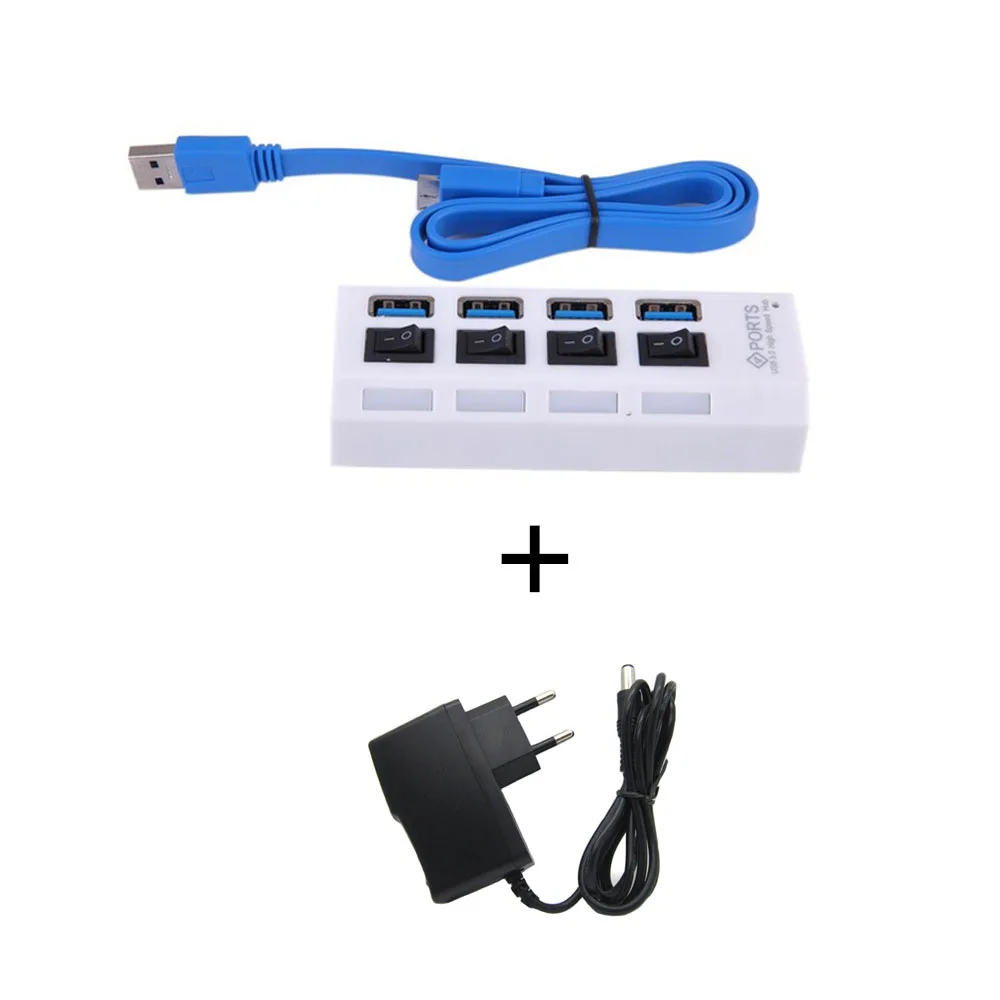 4 Port White With EU USB 3,0 концентратор 4/7 порт высокая скорость 5 Гбит/с Портативный Micro usb-хаб 3,0 мульти разветвитель с адаптером питания для ноутбука MacBook - Цвет: 4 Port White With EU