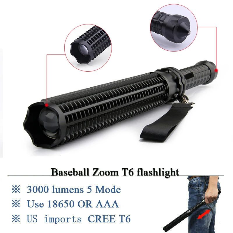 Мощный 5-Mode регулируемый светодио дный фонарик T6 3800 люмен torch light Длинные фонарь
