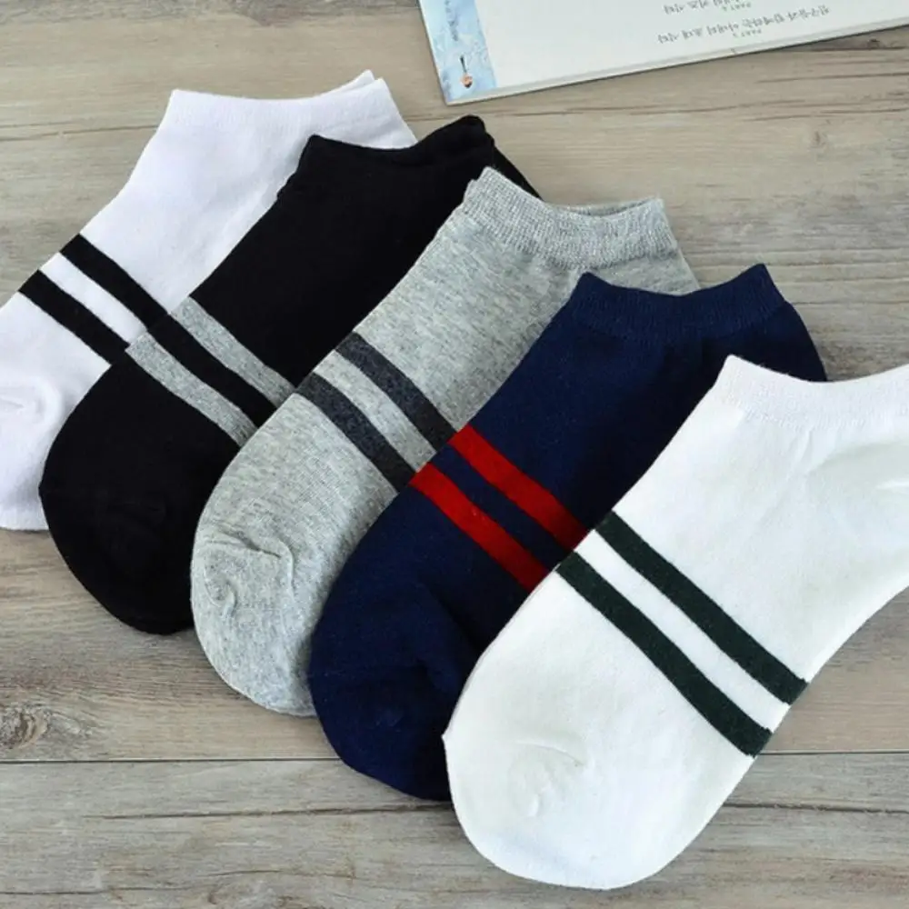5 пар/компл. мужские Носки 100 хлопковые полосатые дышащие голеностопные носки для