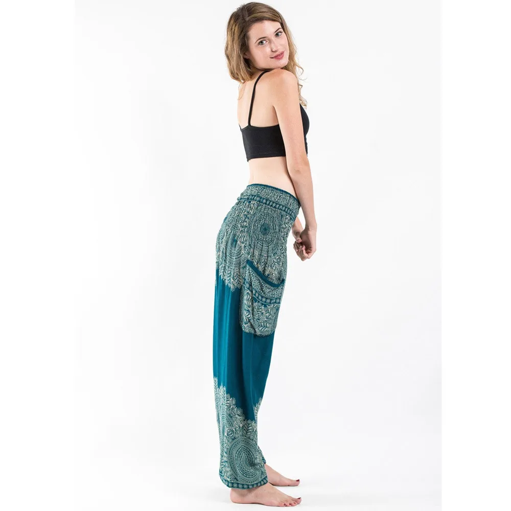 Летние богемные повседневные свободные штаны шаровары Boho женские брюки с