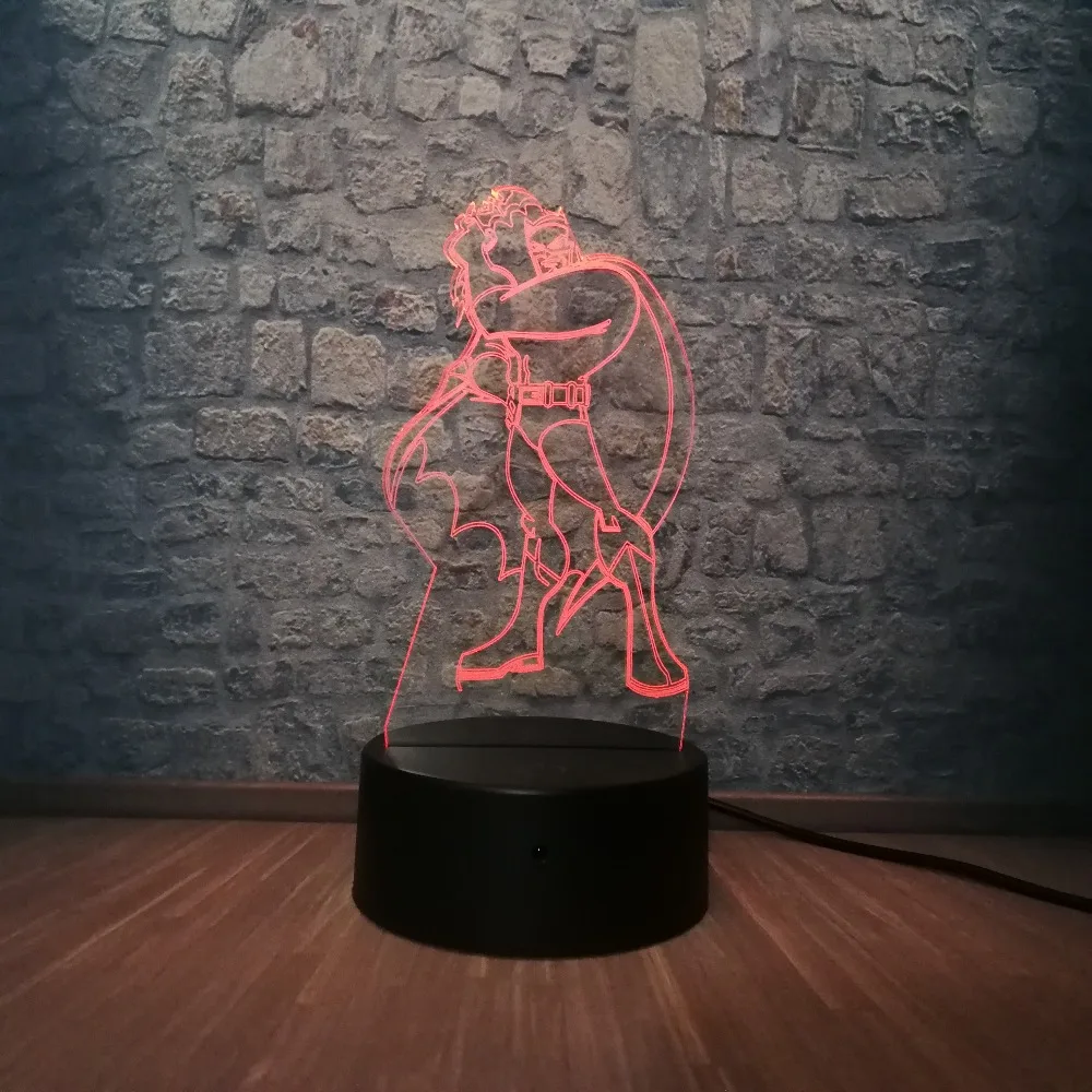 Marvel мультяшный рисунок Бэтмен 3D светодиодный светильник RGB Blub 7 цветов ночной