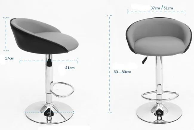 

Swivel Bar Chair Lifting Bar Stool Adjustable Height High Quality PU Material High Density Sponde Cushion cadeira 3 Colors