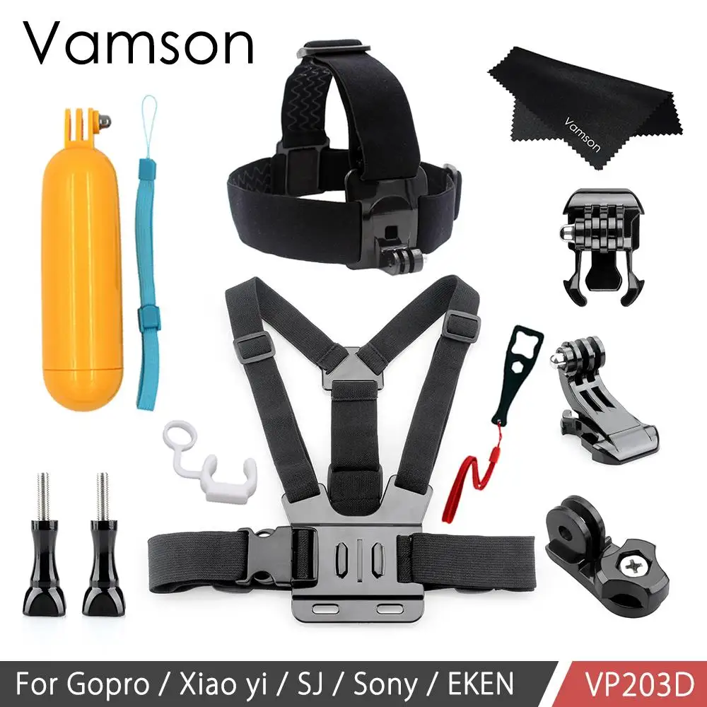 Vamson для Gopro Hero 6 5 4 комплект аксессуаров нагрудный ремень плавучий поплавок адаптер крепление для Yi 4K для SJCAM для Eken камера VP203B - Цвет: VP203D