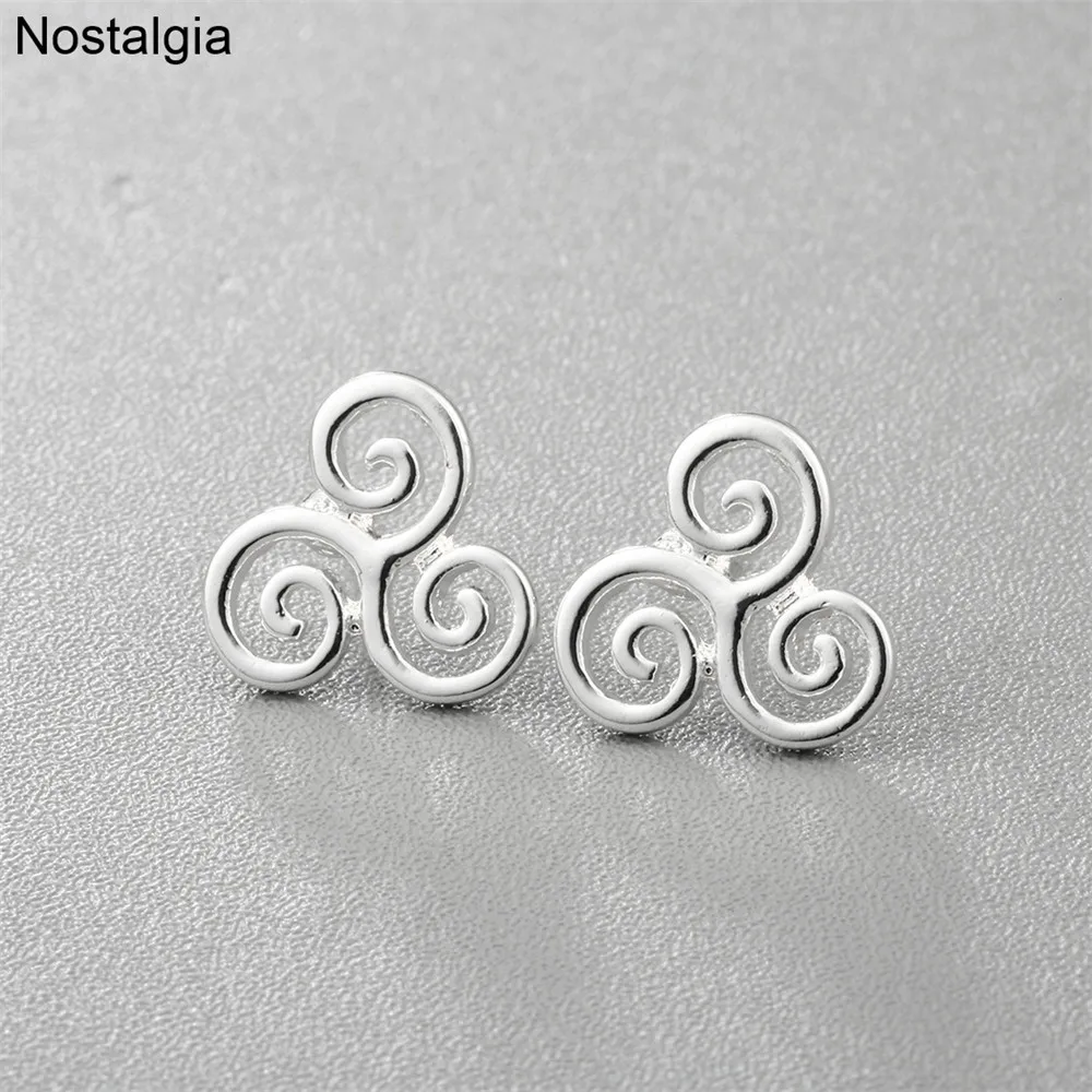 Женские и мужские Спиральные серьги гвоздики Triskelion Triskele маленькие с символом