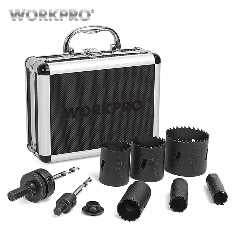 WORKPRO 9 шт. HSS коронные сверла Универсальный Набор отверстий высокоскоростной стальной карбид наконечник отверстие пилообразный для дерева металла