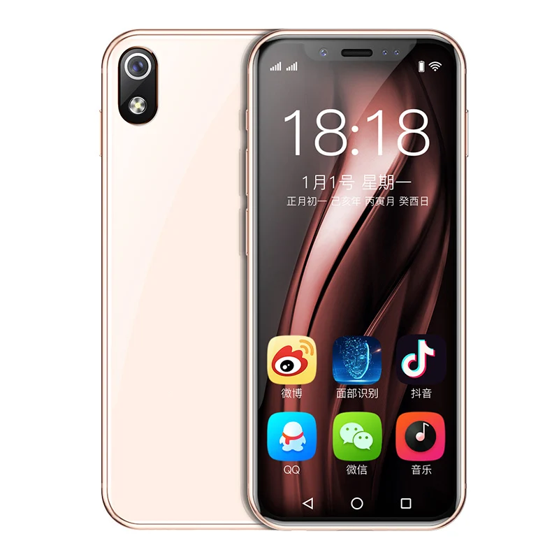 Роскошный мини мобильный телефон K-TOUCH I9S 16GB rom Android телефон Google play Store Face ID gps WiFi маленький детский смартфон - Цвет: Pink Gold I9S