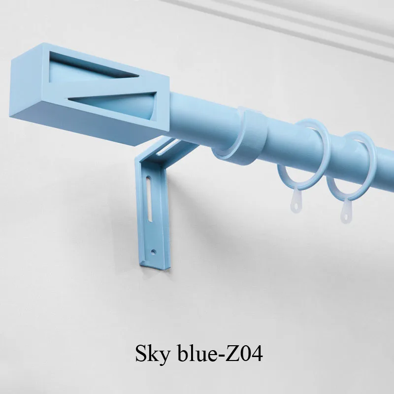 sky blue Дизайн exrea-толстый алюминиевый сплав карнизы аксессуары модные Macaron Цвета серии одиночные двойные карнизы - Color: sky blue