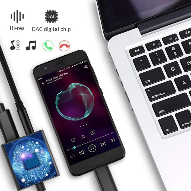 New Converter 2 In 1 Fast Charge Headset Adapter Type-C USB-C 3.5mm Digital Audio Cable for IPad Pro Google HTC Huawei Essential |