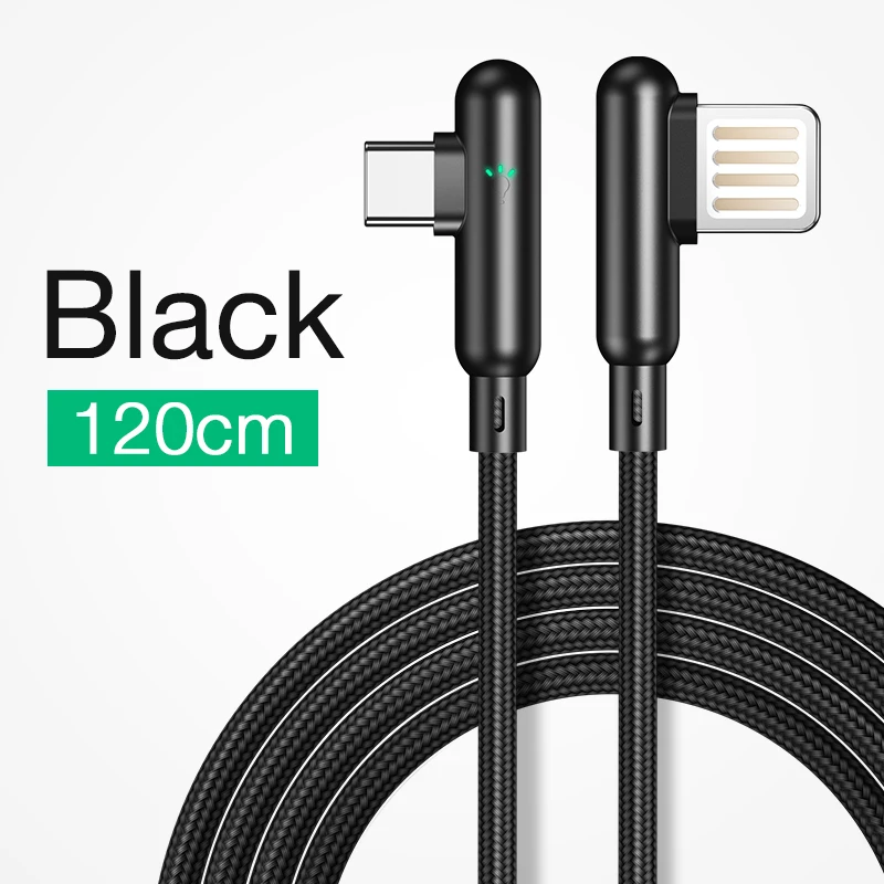 Cafele usb type-C кабель для huawei p20 30 pro 90 градусов USB C кабель для мобильного телефона 3A Быстрая зарядка для Xiaomi 9 Redmi Note 7 шнур - Цвет: Черный