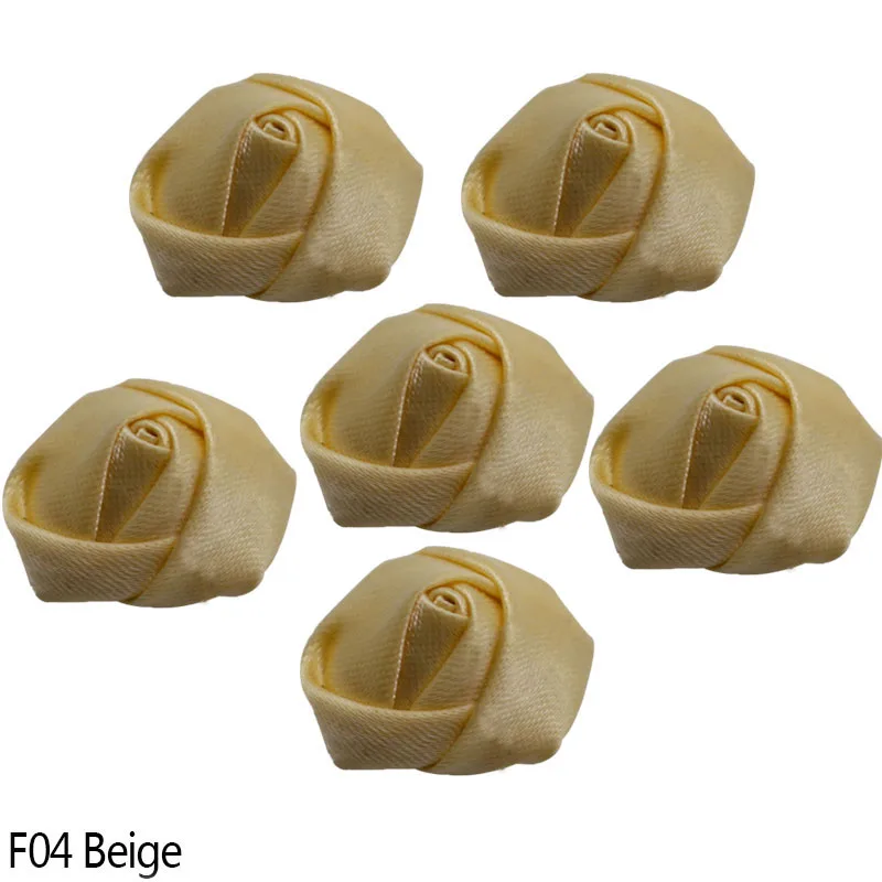 Beige 10 шт., 2 см, Мини атласная розовая лента, розочки, тканевый цветок, сделай сам, ручная работа, розы, цветы для дома, свадебные украшения, скрапбукинг, ремесло - Цвет: Beige