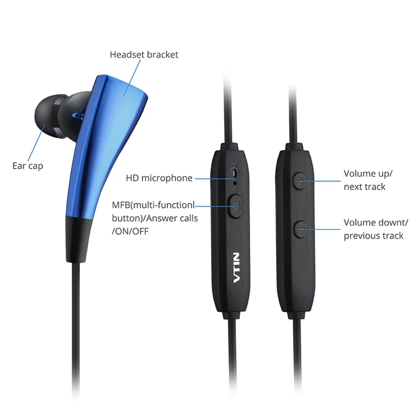 VTIN VBT005 Bluetooth 4 1 наушники с магнитным управлением круглые шумоподавлением