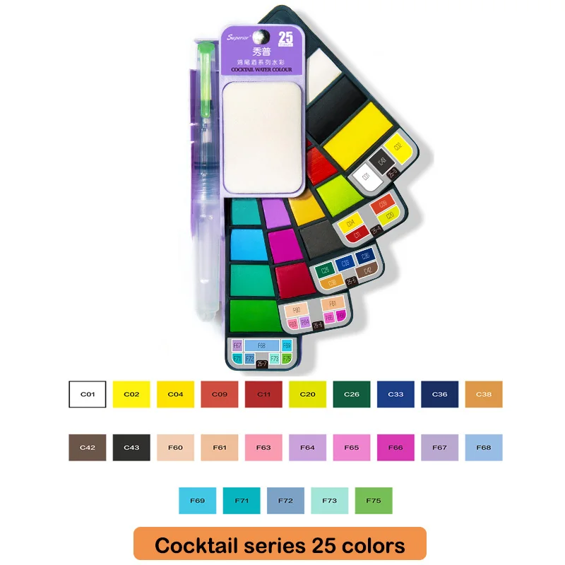 Purple 25 colors Улучшенный 18/25/33/42 Цвет однотонные краска на водной основе набор с складной Краски щетка Портативный воды Цвет для татуажа, пигмент для мануального татуажа товары для рукоделия - Цвет: Purple 25 colors