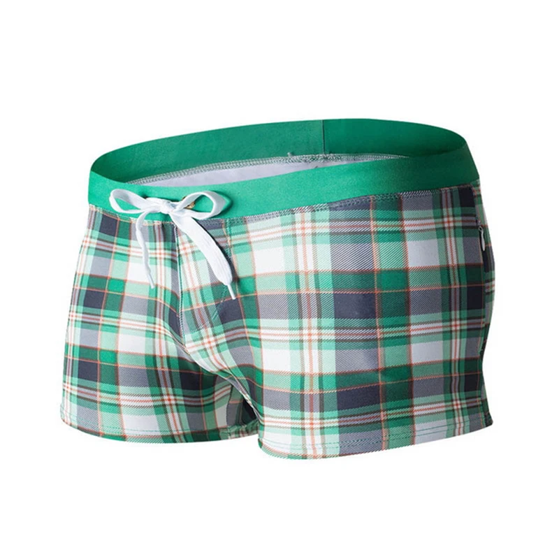 Мужские короткие плавки с принтом серые двумя карманами купальный костюм для