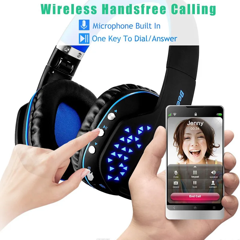 Beexcellent Q2 складные беспроводные Bluetooth наушники шлем игровая гарнитура с микрофоном светодиодный светильник для телефона PS4 xbox Tablet PC Gamer