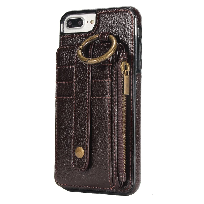 dark brown litchi Чехол Telefoon Hoes для iPhone X XS Max, 2 в 1, Магнитный кошелек, съемный кожаный чехол для iPhone 6, 6 S, 7, 8 Plus, 5S, на молнии - Цвет: dark brown litchi