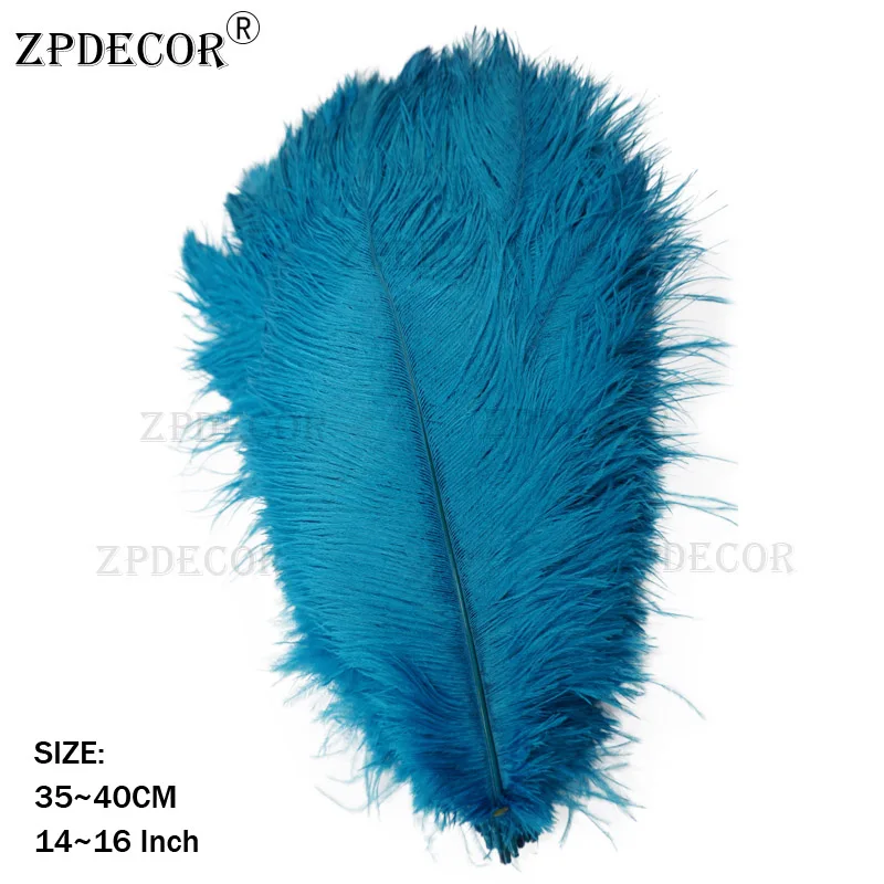 Синий ZPDECOR страусиные перья 35-40 см для рукоделия, товары для свадебной вечеринки, карнавальные украшения для танцоров - Цвет: Синий