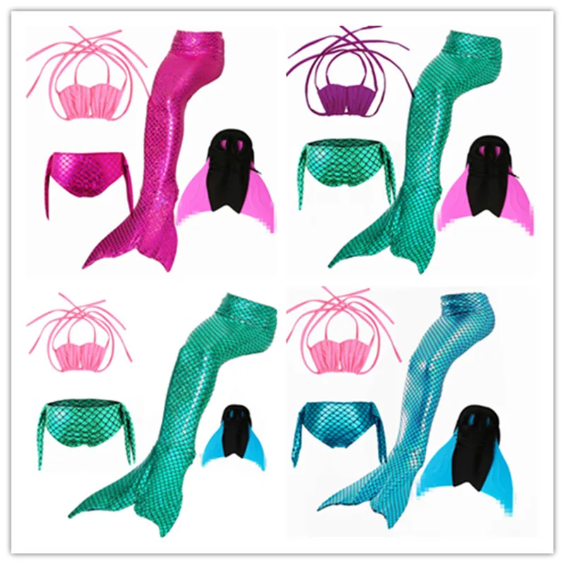 4 шт./компл. хвост русалки костюм для костюмированной вечеринки маленьких девочек