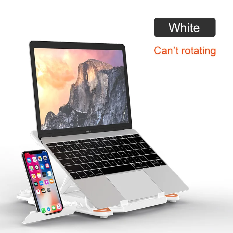 White Normal 360 Вращающаяся подставка для ноутбука Складная подставка для ноутбука Macbook Lenovo держатель для ноутбука охлаждающий кронштейн для компьютера с держателем для телефона - Цвет: White Normal