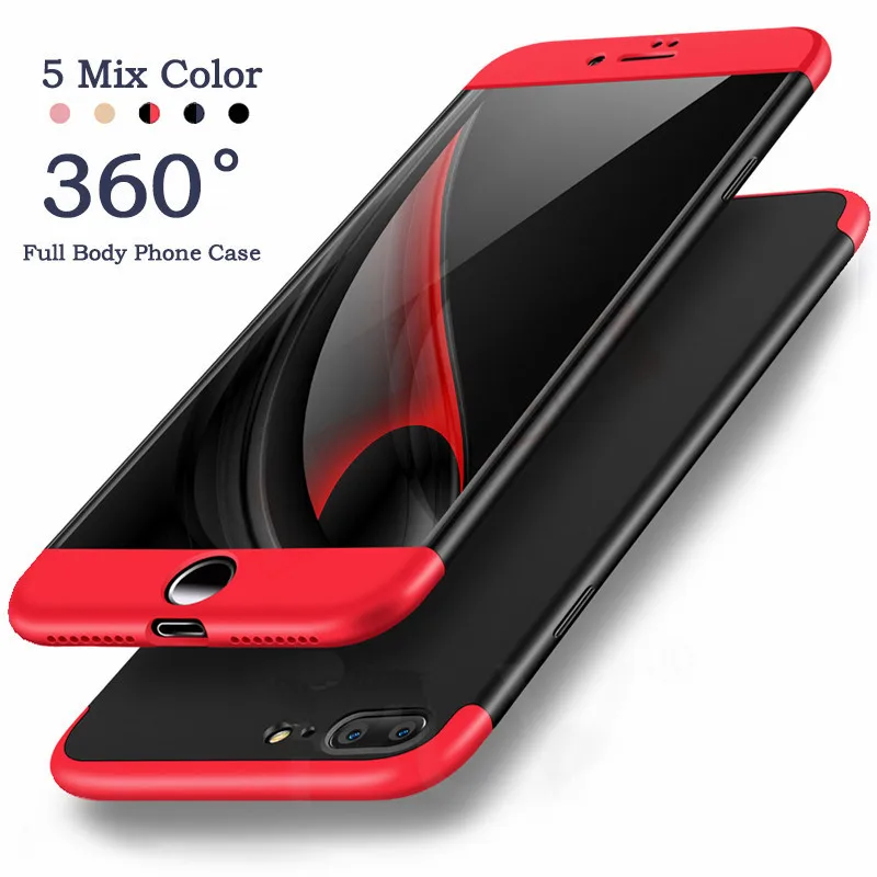 360 градусов Защита полное покрытие матовый чехол для iPhone 6 6s 7 Plus чехол для Apple Phone 7 8 8 Plus 5 5S X чехол для телефона