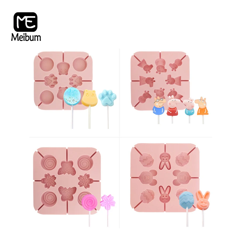 Meibum, 4 типа, форма для леденцов, розовая силиконовая форма, мультяшная форма для леденцов, шоколадных конфет, форма для украшения тортов, кондитерских изделий