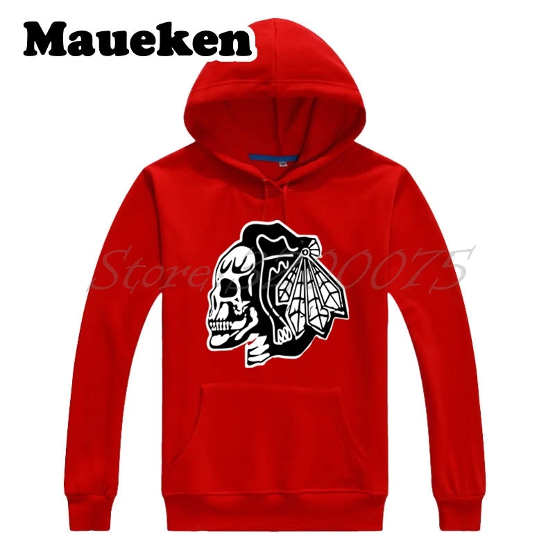 Мужские толстовки с капюшоном Chicago skull Blackhawks плотные на осень и зиму W17110908|men
