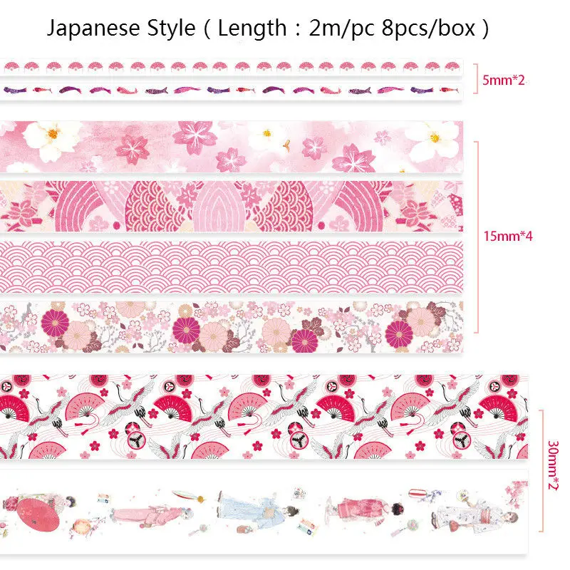 Mr paper 8 шт./компл. 24 дизайна DIY Скрапбукинг планировщик украшения васи Ленты Kawaii Dreamy Maiden красочные Deco Маскировочные ленты - Цвет: Japanese Style