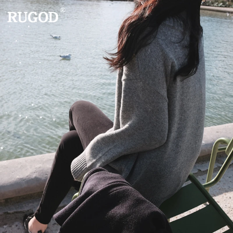 RUGOD новый Корейский водолазка кашемировый свитер осень зима толстый теплый